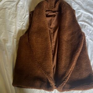 Coffee brown faux fur vest